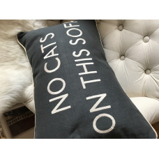 No Cats On This Sofa,  Grey, Embroidered Cushion