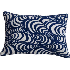 Embroidered Swirl Cushion_Navy