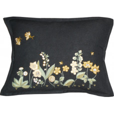 Hand-embroidered Flora Garden Blk/Honey