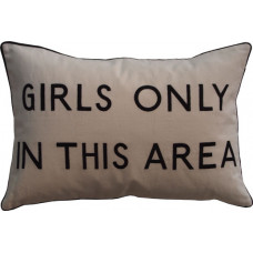 Girls Only Embroidered Cushion - Cream