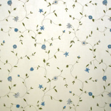 Sally French Trailing Vine Blues/White/Green Hand-embroidered