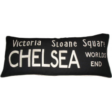 Victoria, embroidered destination cushion Black/white