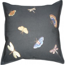 Hand-embroidered Butterflies, Dragonflies & Moths/Black
