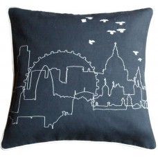 London Embroidered Skyline Cushion black