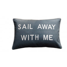 Sail Away With Me Embroidered Cushion - Grey