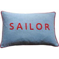 SAILOR Hand Embroidered Denim Cushion