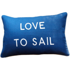 Love To Sail, Embroidered Cushion, Blue