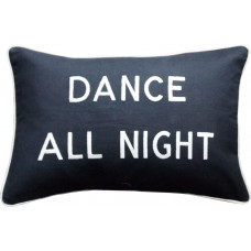 Dance All Night, Embroidered Cushion, Black