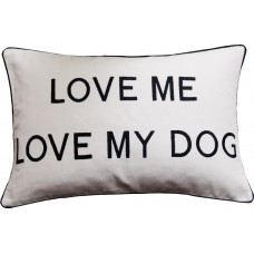 Love Me Love My Dog Embroidered Cushion _Cream