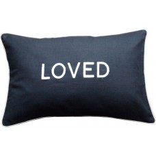 Loved, Embroidered Cushion, Black