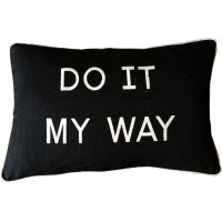 Do It My Way, Embroidered Cushion, Black