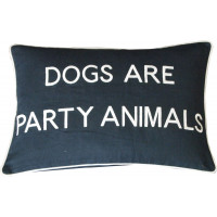 Dogs Are Party Animals Embroidered Cushion
