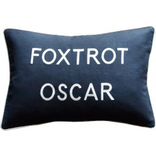 Foxtrot Oscar Embroidered Cushion, Black